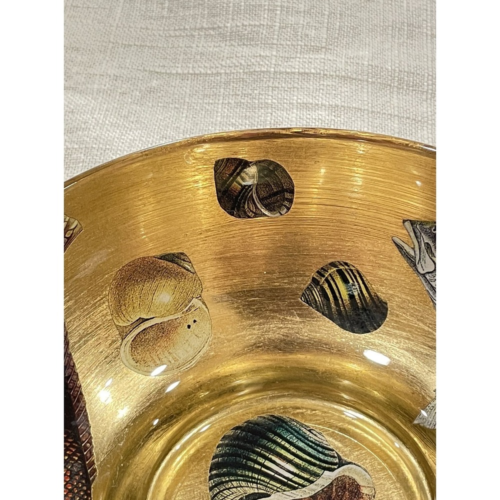 Scott Potter Fish And Shells In Gold And Green Small Bowl 5in Across SIGNED - Picture 5 of 16